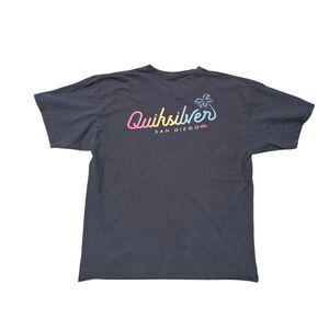 Quiksilver Mens XL Black San Diego Rainbow Graphic T-Shirt Regular Fit Cotton